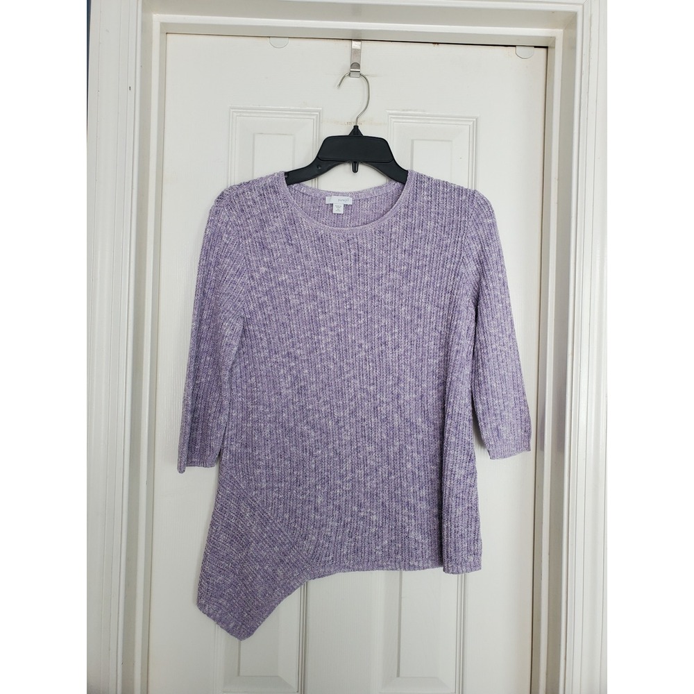 Pure Jill Sweater Purple Asymmetrical Hem Ribbed Knit Pullover Casual XS Petite - Picture 3 of 8